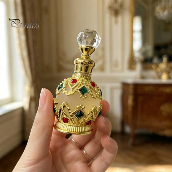 Kompakte Parfümflasche 15ML Vintage Luxus Nachfüllbare Flasche, Ätherisches Öl & Duft Glasspender Dubai Arabischer Stil Leerer Behälter für Reisen