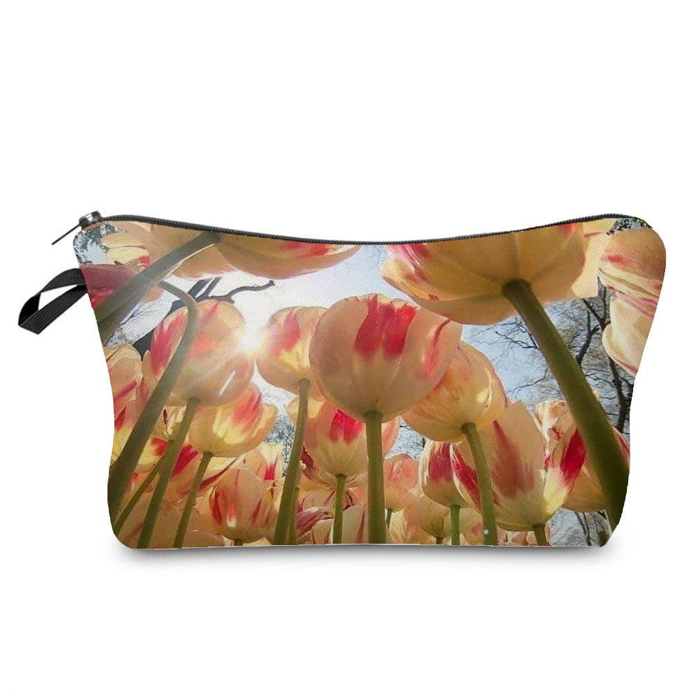 Damen Blumenmuster Kosmetiktasche Toilettenartikel Organizer Reiseaufbewahrungskoffer 6757