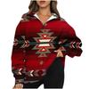 2025 Women's Printed Top Half-zipper Pullover Long-sleeved Sweatshirt Female