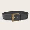 Y2K Metal Buckle Wide Belt Solid Color PU Leather Waistbands Retro Wide Waist Belt  Woman