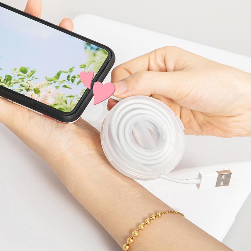 Portable Charger Cord Holder Round Storage Cable Winder Retractable Cable Management Flexible USB Wire Charging Data Line Tidy