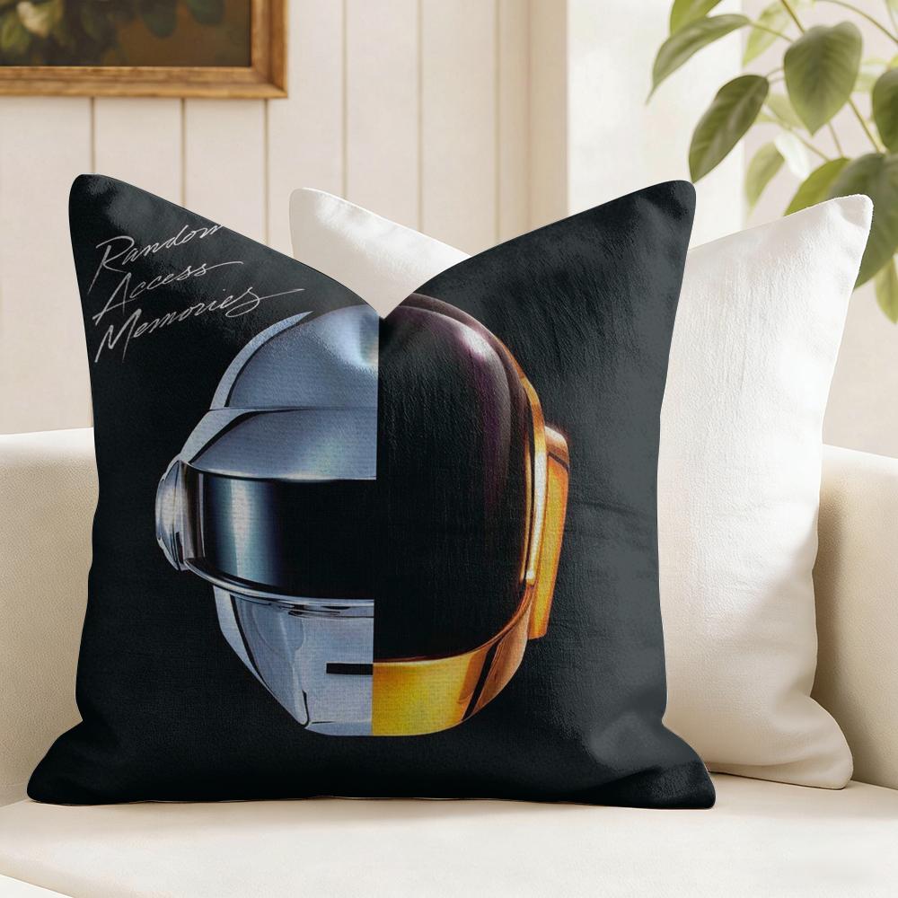 DDaft PPunk Band Cushion Cover Eco Linen Pillow Case DoubleSided Print Breathable Durable Zipper Home Decor Gift