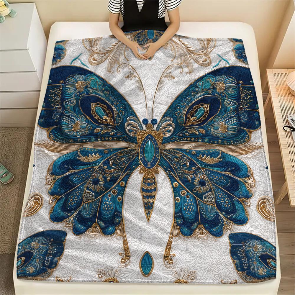 puppy vintage butterfly Print Flannel Blanket,High quality Comfortable for All Seasons,Home Decor,Warmth and Comfort,Perfect for Christmas Gifts