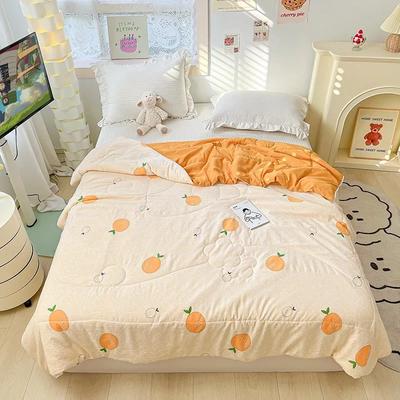 Orange Summer Quilts Washable Lace Kids Adult Single Double Queen Size Bed Thin Comforter Cute Cartoon Blanket for Girft