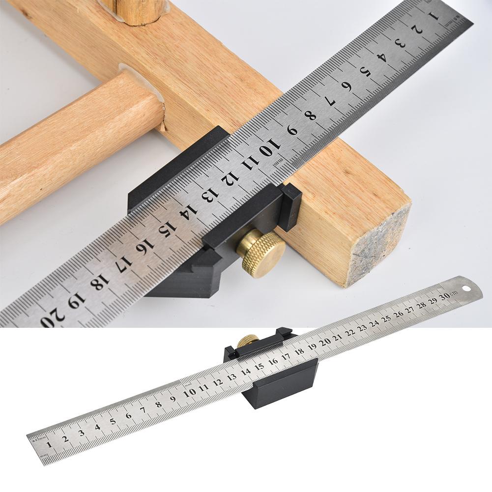 Angle Line Scriber Ruler Locator Positioning Block Woodworking Steel Ruler (Type B)