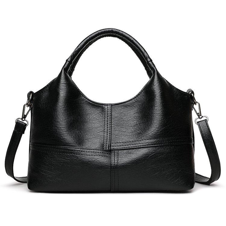 

Hot-selling retro soft leather handbag women s new fashion splicing large capacity shoulder messenger bag bags чёрный