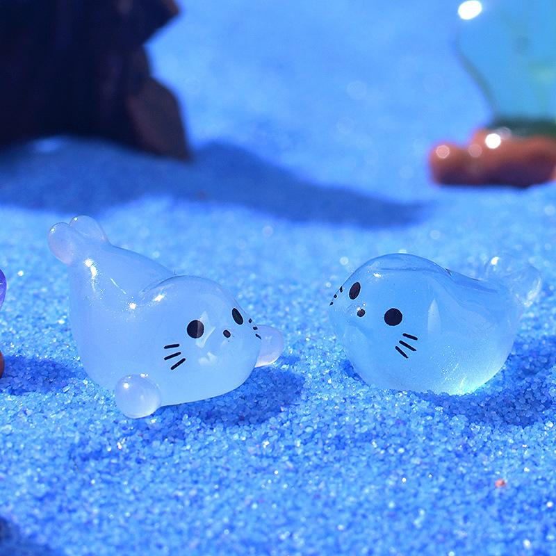 Decorazione luminosa a forma di sigillo marino, ciondolo luminoso, micro giardino, paesaggio, acquario