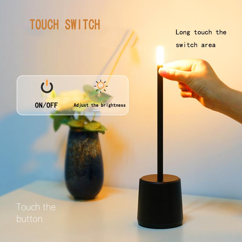 Bar Table Lamp LED Rechargeable Table Lamp Portable All Aluminum Bedside Lamp Restaurant Bar Atmosphere Night Lamp