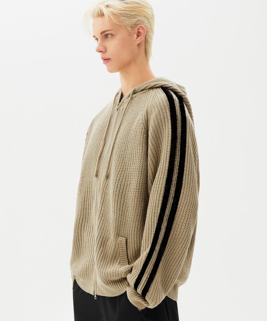 TRILLION Lavable Poilu Brossé Maille Zippée à Capuche (Beige)