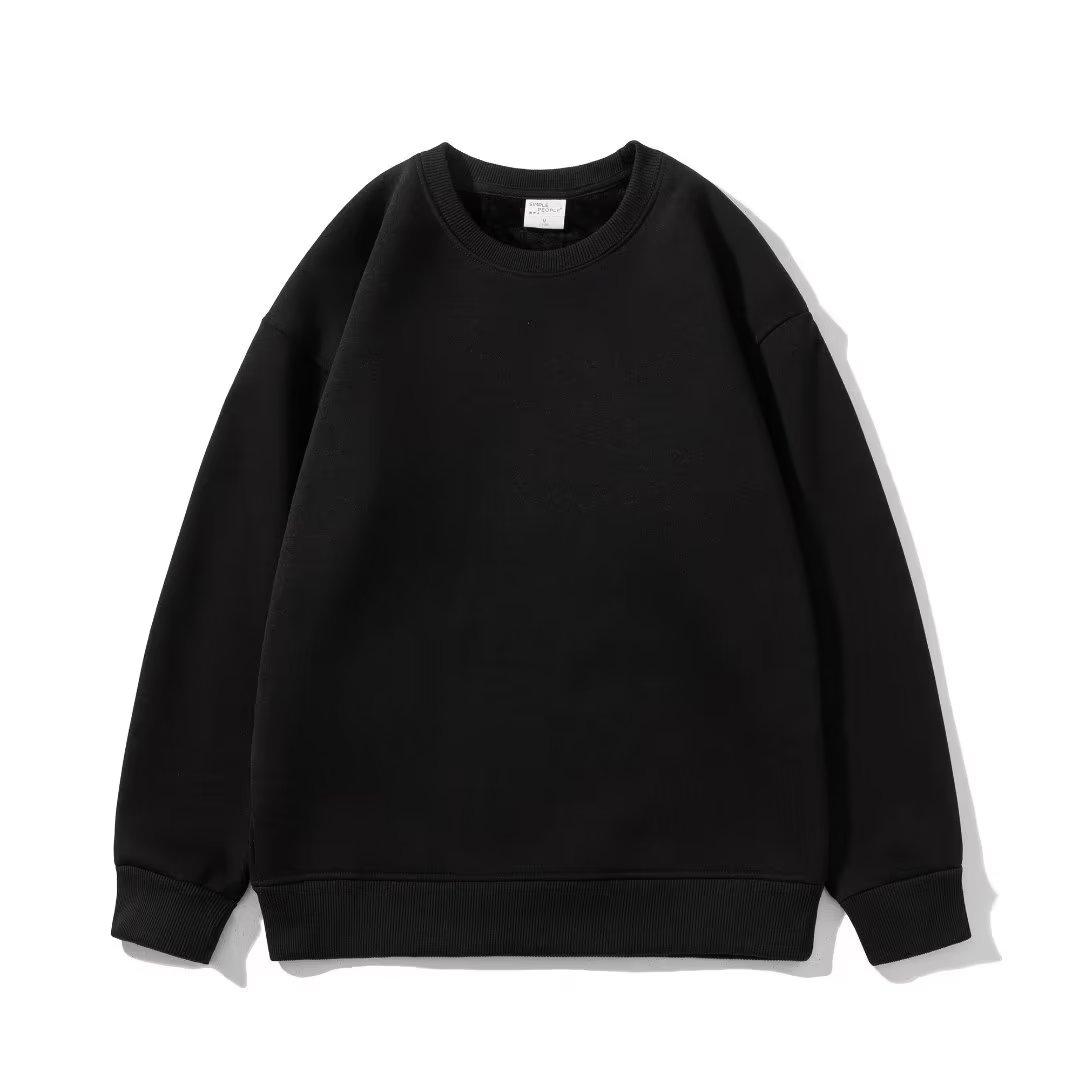 

Зимний теплый свитшот оверсайз, женские базовые топы для бойфренда, белые свободные винтажные пуловеры, женские зимние толстовки на флисовой подкладке L чёрный