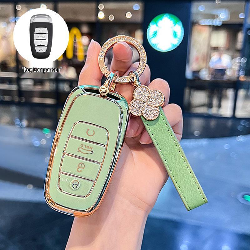 Premium Key Cover for Hongqi H5, HS5, H6, HS3, H9, HS6, EQM5, HS7 - Elegant Car Shell Buckle