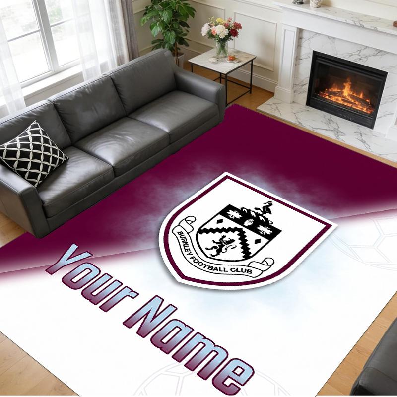 Crystal Velvet Rug Custom Name Text, Soft Non Slip Floor Mat Home DecorBurnley Football