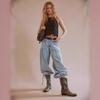 European, American mid-waist non-elastic foot loose retro jeans women, women's jeans