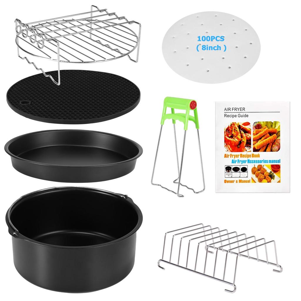 14Pcs Air Fryer Accessories Chips Baking Basket Pizza Pan Home Kitchen Tool