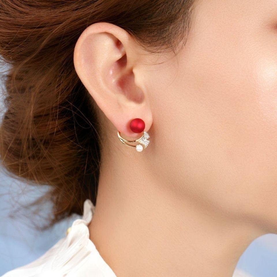 Cercei cu perle roșii cu coadă de pește pentru femei, bijuterii simple coreene, cadou de ziua de naștere, cadou de nuntă