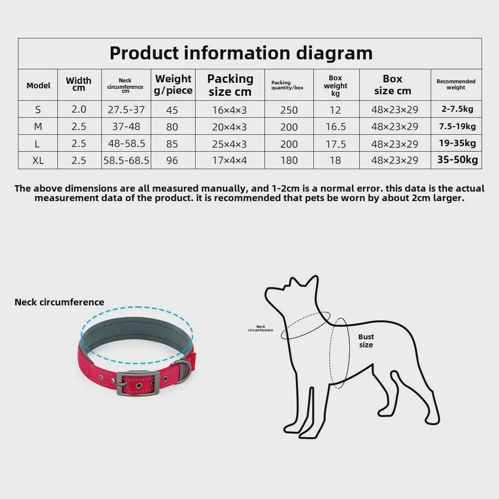Customizable Neoprene Dog Collar: Comfortable, Non-Squeezing, Reflective Collar for Dogs of All Sizes