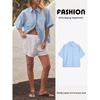 Za2025 Summer New Product Women's Clothes Casual Easiest for Match Simple Lapel Short Sleeve Pocket Poplin Shirt 4764025