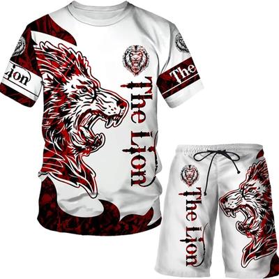Retro Tiger Graphic Pánska súprava šortiek s krátkym rukávom Leto Neformálne športové oblečenie Dvojdielna súprava Voľné tričko s výstrihom do O, pulóver