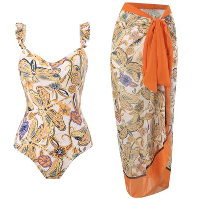 New Style of Flying One-piece Women's Swimsuit Women's French Retro Fashion Sexy Chiffon Skirt Swimsuit Set