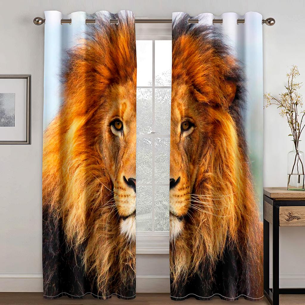 

Дешевые 3D дикие животные лев тигр леопард 2 шт. Бесплатная доставка роскошные оконные шторы для гостиной спальни украшения на распродаже 100W160H(CM)40x63in&Grommet Top