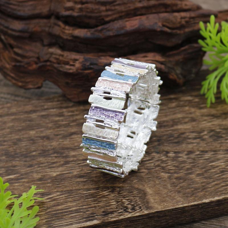 New enamel color hollow geometric elastic bracelet women's fashion high sense irregular line bracelet