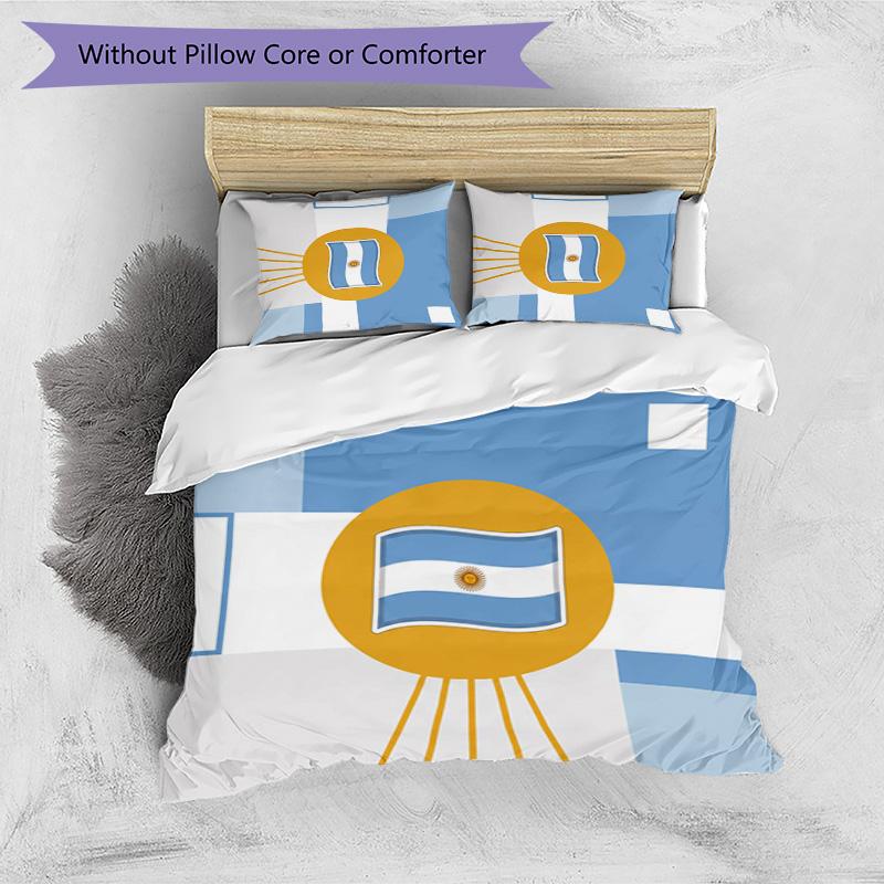 Set Biancheria da Letto Stampata Calcio Argentina 3 Pezzi Copriletto Traspirante Accogliente come Regalo per Inaugurazione Casa o Festa