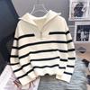 Pullover Damen Frühling und Herbst Unterwäsche Reißverschluss Streifen Unterlegung Kurzer Stil Beliebt Premium Pullover Weiblich