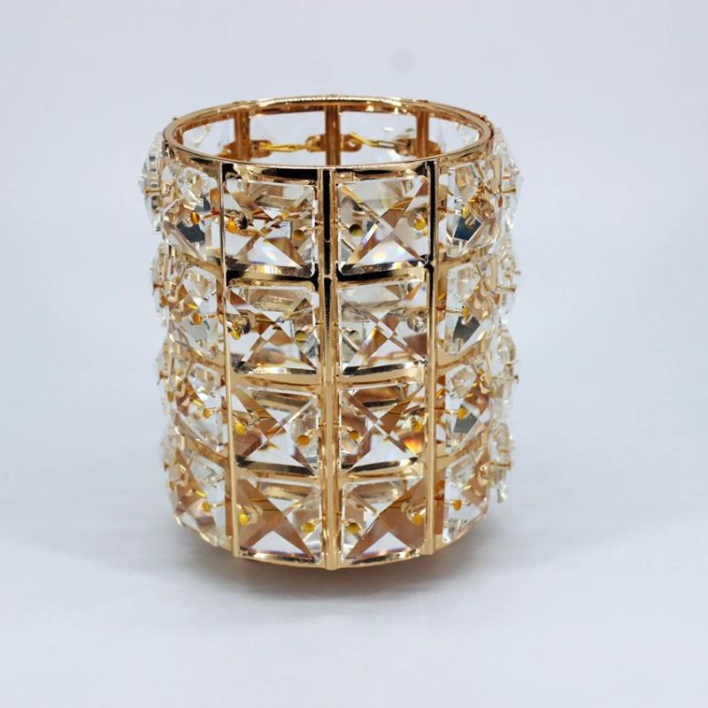 Aufbewahrungsröhre für Make-up-Pinsel aus Metall, Augenbrauenstift, Make-up-Organizer, Perlen, Kristall-Schmuck-Aufbewahrungsbox, Kristall-Make-up-Pinselhalter