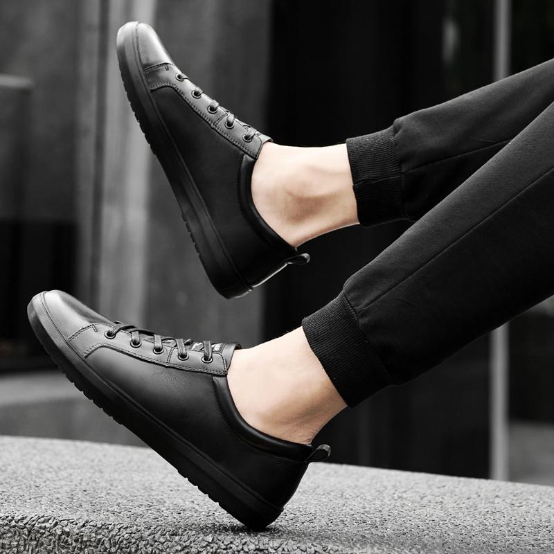 Pánské ležérní šněrovací tenisky, módní a pohodlné tenisky Ležérní pánská obuv z pravé kůže