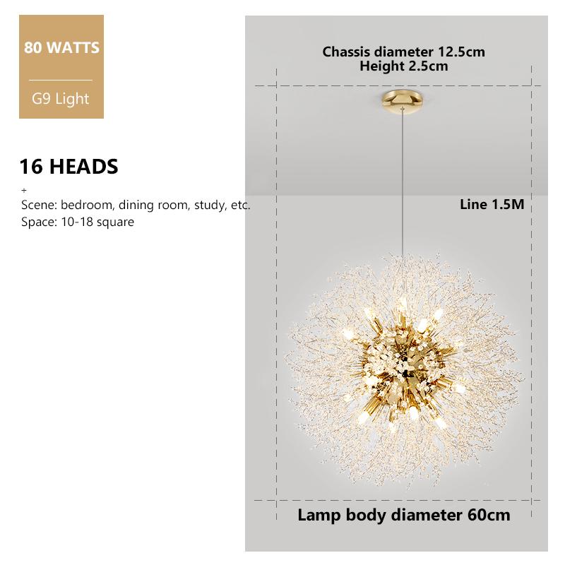 

Современная хрустальная люстра в виде одуванчика, подвесной светильник для гостиной, столовой, детской комнаты, домашний декор, подвесные светильники Natural White