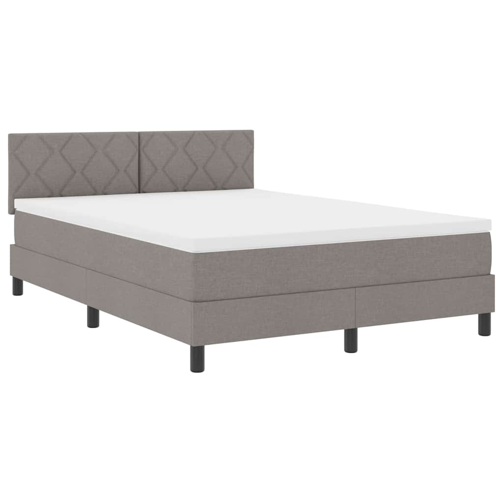 Box Spring Bed with Headboard Taupe 140 x 200 cm Fabric