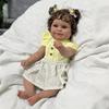 BZDOLL 20inch 50cm Full Body Soft Vinyl Limb Newborn Baby Doll Reborn Bebe Girl with Black Skin Lovely Birthday Gift Art Toy for Kids