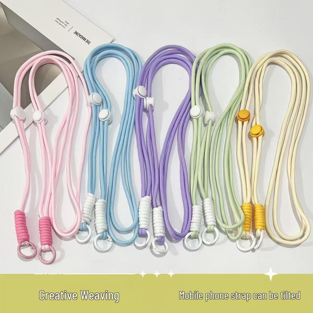 Adjustable Braided Mobile Phone Lanyard with Detachable Crossbody Strap and Shoulder Chain