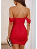 Off-Shoulder Ruched Bodycon Dress - European/American Style for Parties/Commutes