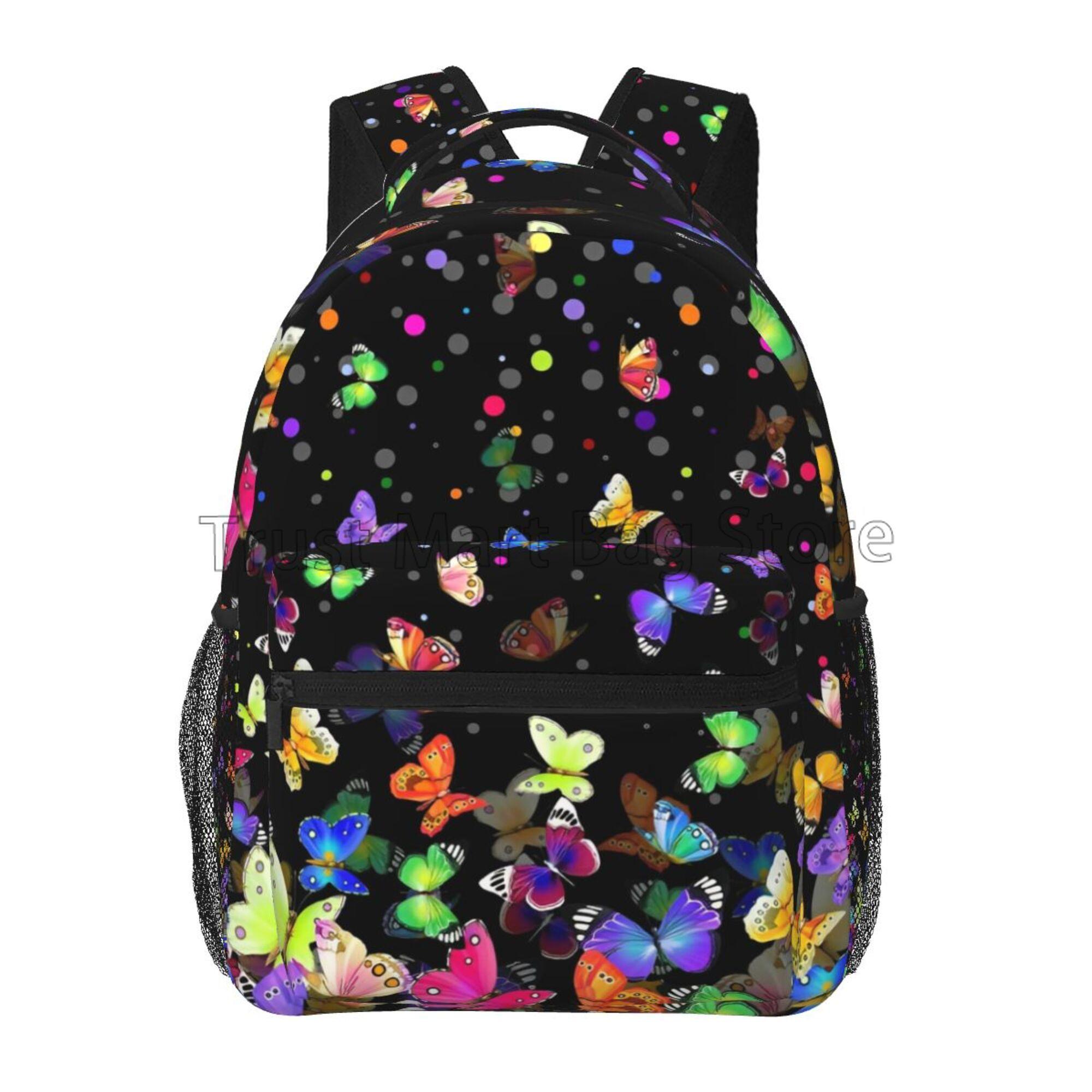 

Butterfly Backpack Casual Canvas Backpacks Colorful Butterfly Bookbag Laptop Daypack for Toddler Teen Boys Girls Women Men Gifts