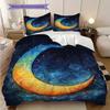 New Moon Pattern Bedding Quilt Set Quilt Cover Pillowcase Home Decoration Birthday Gift (1 * Duvet Cover + 2 * Pillowcase, Without Core)