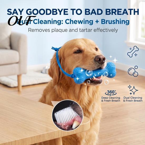 Pet Breath Freshener Toys Silicone Dog Dental Chew Toy, Easy Teeth Oral Care Brushing Aid, Rear Molar Cleaning Anti-bacterial Texture Mouth Opener for