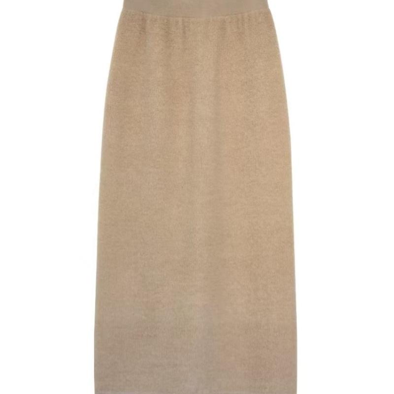 2024 Autumn/Winter Women's Bodycon Knitted Midi Skirt - Temperament Style with Slit
