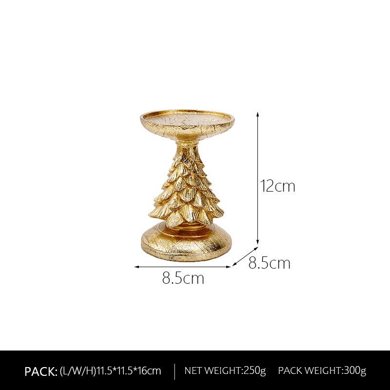 Gold Christmas Tree Candlestick Holder - Festive Home Decoration Ornament