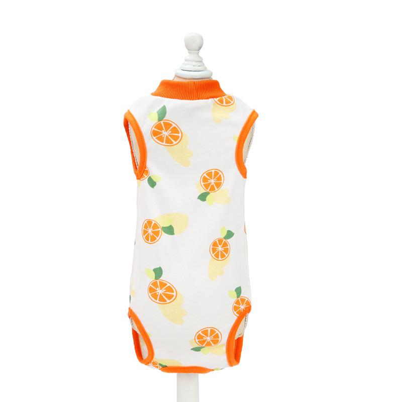 Pet Recovery Suit Soft Thin Breathable Prevent Licking Cotton Print Cat Post Surgery Shirt for Indoor Outdoor orange M