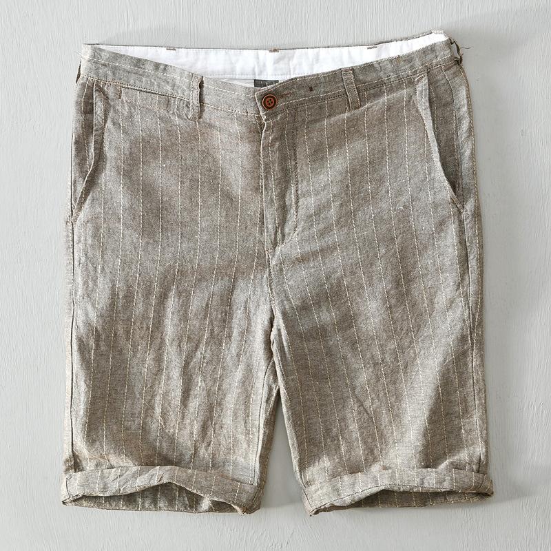 Summer Fashion Striped Men's Shorts Breathable Beach Baggy Short Pants Harajuku Style Daily Casual 55linen45cotton Shorts Youth