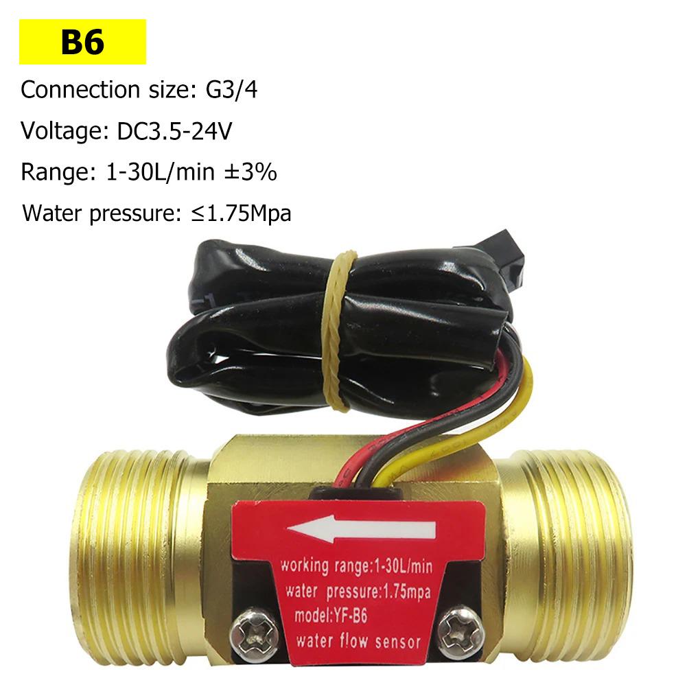 Hall Water Flow Sensor G1/2 G3/4 G1 Brass Flow Meter Electromagnetic Pulse Signal Output Liquid Flow Rate Sensor Indicator