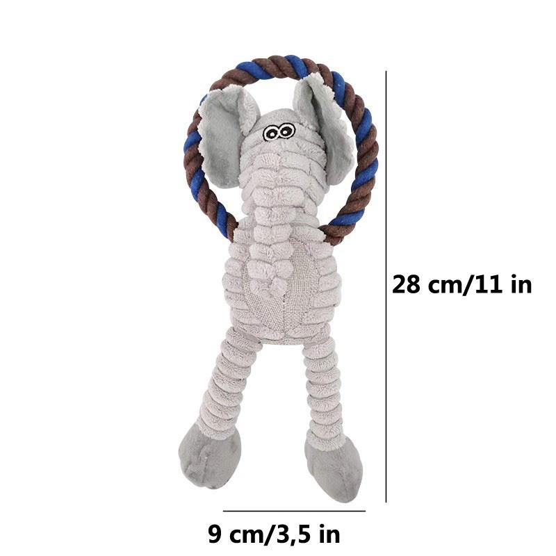 Lustiges Hundespielzeug Affenform Cord Kauspielzeug für Hunde Welpen Quietscher Quietschendes Plüschhundespielzeug Haustiertraining Haustierzubehör Elefant