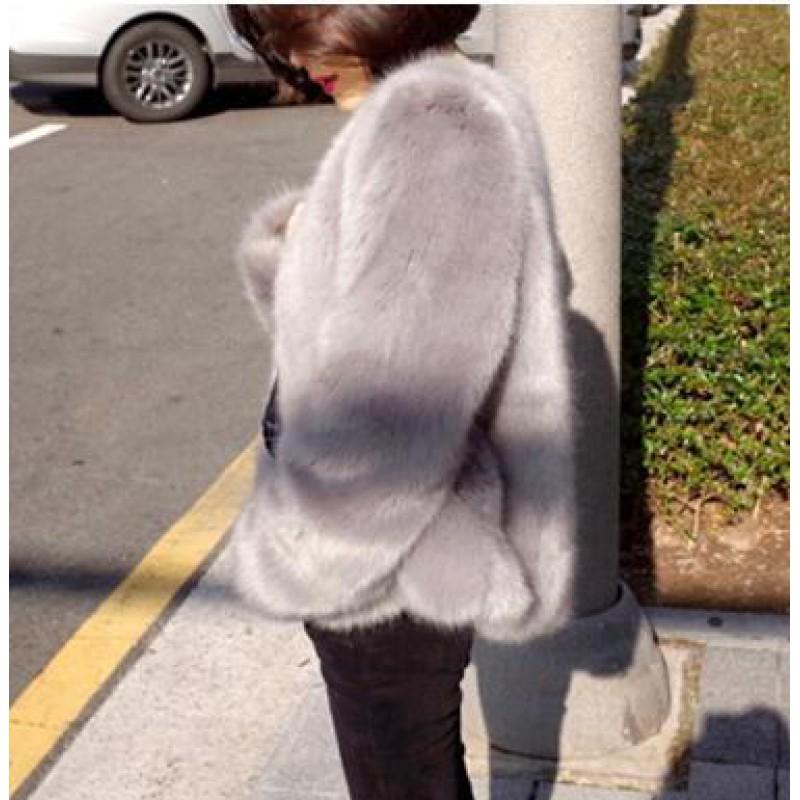 Womens Short Faux Fur Coat Long Sleeve Winter Warm Fluffy Jacket Daily Wear