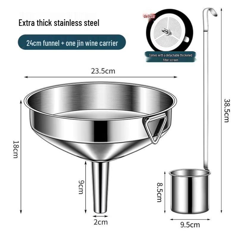 Food-Grade Stainless Steel Funnel and Wine Dipper Set