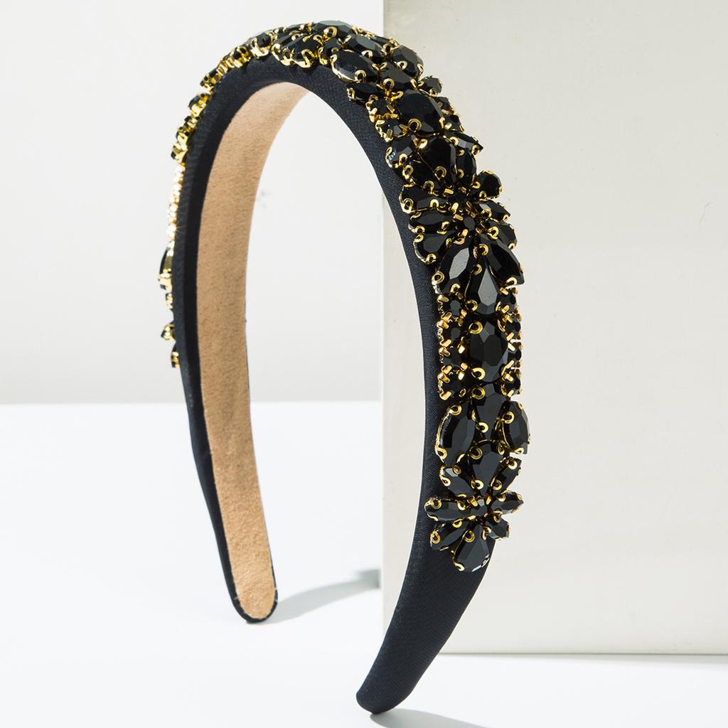 Full Marquise Rhinestone Padded Headband Palace Style Colorful Crystal Tiara Luxury High Top Sponge Hairband Bridal Gift