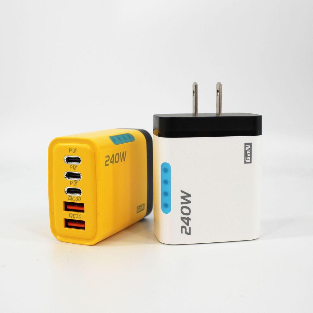 240W Multi-Port Charger: 3 PD + 2 USB Ports, Fast Charging for Apple & Huawei Phones