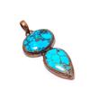 Blue Turquoise Handmade Gemstone Pendant, Copper Electroformed Antique Jewelry Pendant, For Engagement Gift