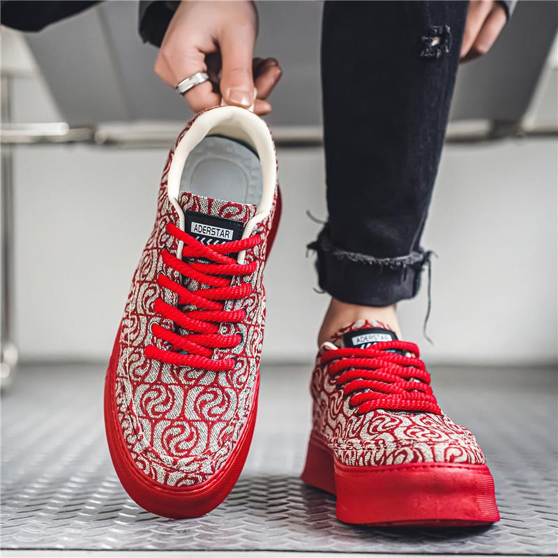 Men's shoes spring 2024 new casual shoes soft-soled sports board shoes canvas shoes Korean version versatile printed little white tide shoes