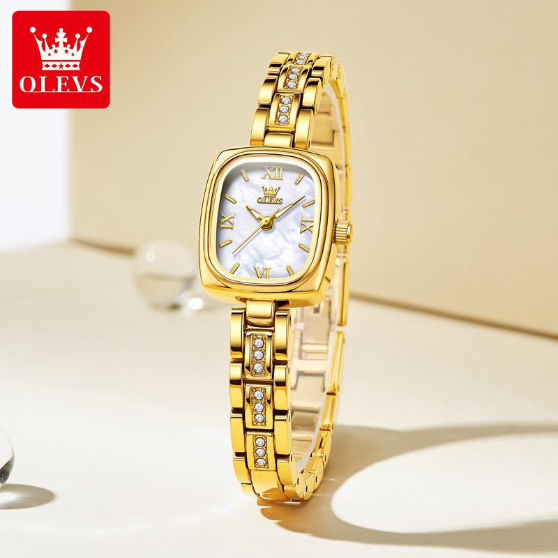 OLEVS Women's Exquisite Minimalist Square Dial Retro Quartz Bracelet Watch